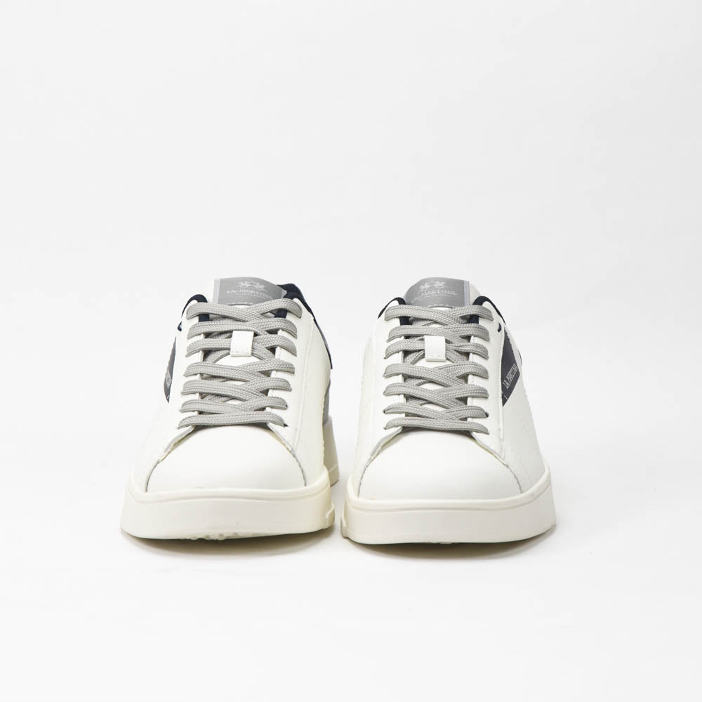 La Martina Cup Leather Sneakers White Blue LFM252-001-A00-A2