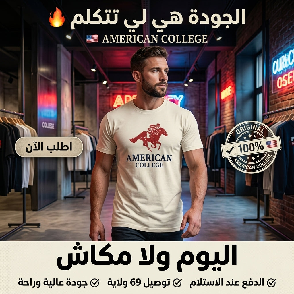 American College t-shirt pour Homme TS260103-BEIGE