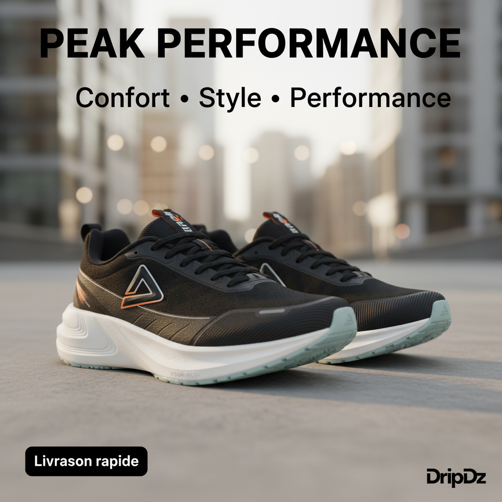 PEAK CUSHION RUNNING SHOES-BLACK/LT.GREY EXT54387H-2022