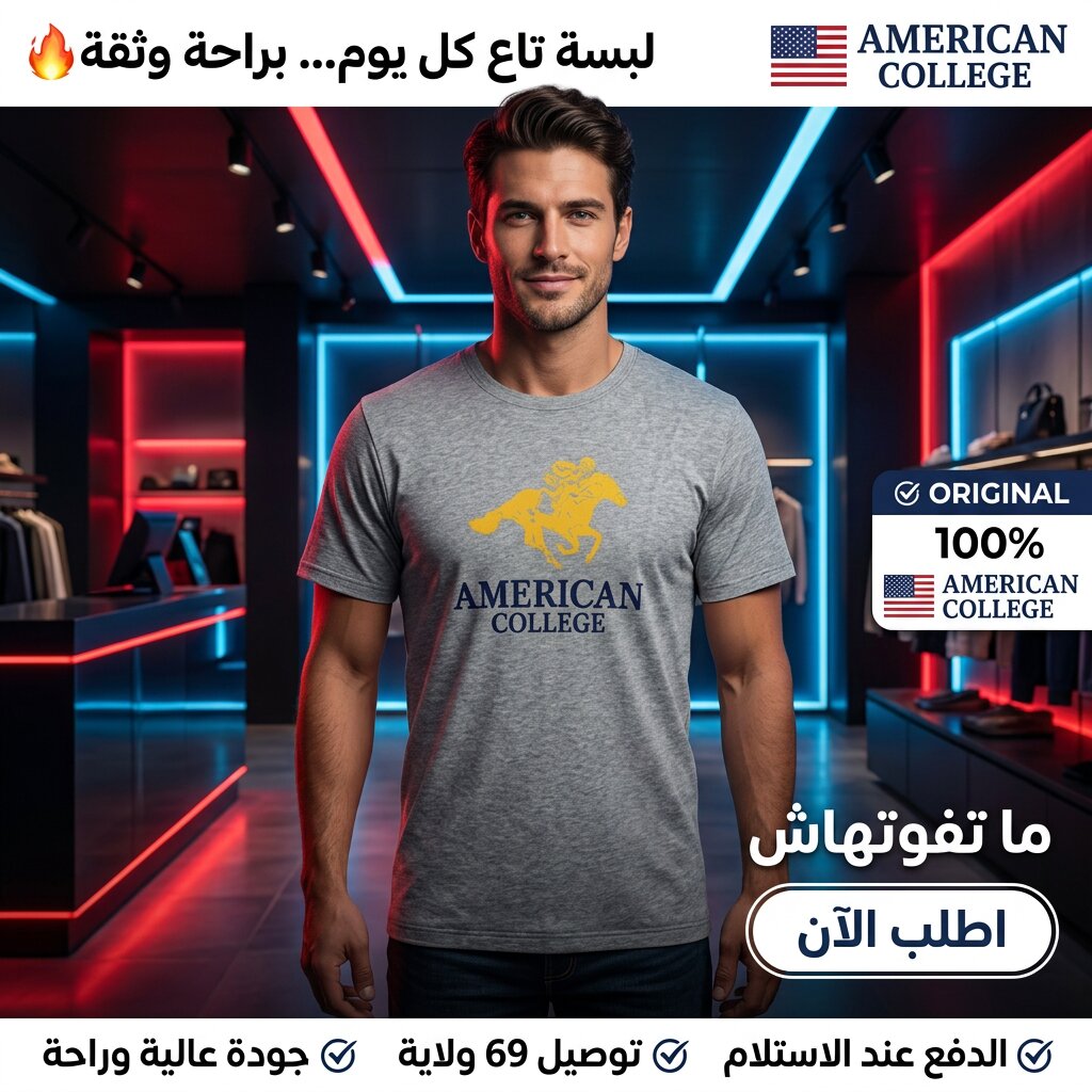 American College t-shirt pour Homme TS260103-GREY-YELLOW