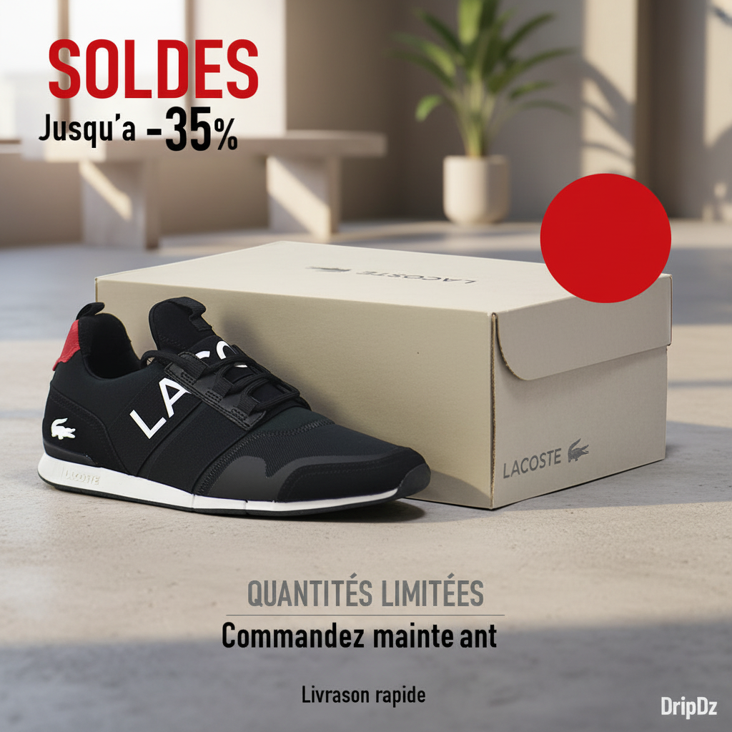 LACOSTE MANEVRA ELITE 0120 1 CMA BLK/RED TEXTILE 40CMA00041B5