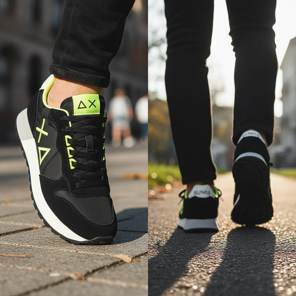 BASKET SUN68 JAKI FLUO 11 NERO