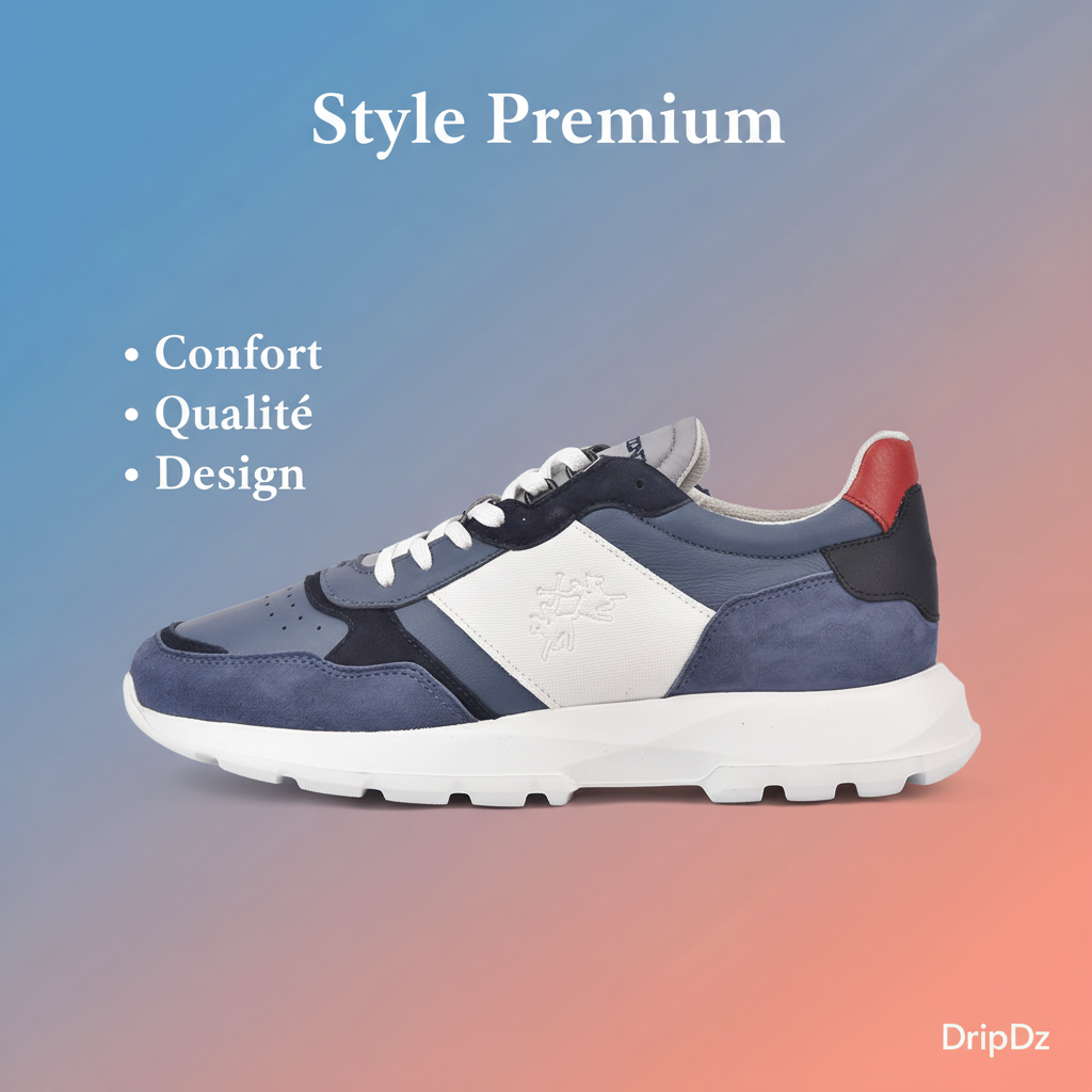 LA MARTINA- DAIM & CUIR BLUE LFM231-020-4000