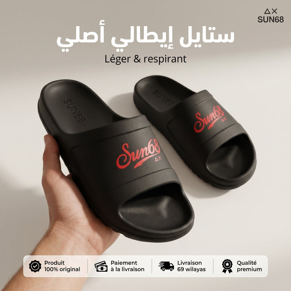 SUN68 Slippers Monoblock X36115-1110-NERO-ROSSO