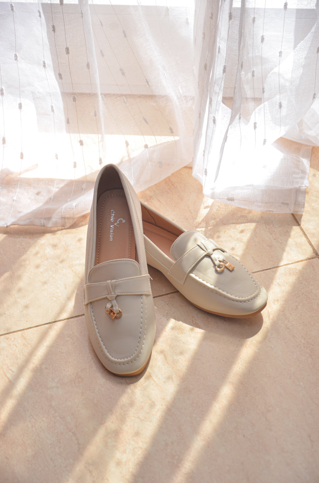 Mocassins femme beige
