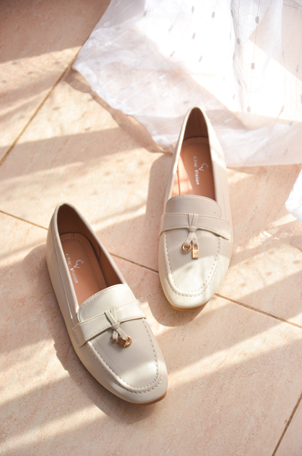 Mocassins femme beige