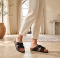 Sandales femme noir fleur