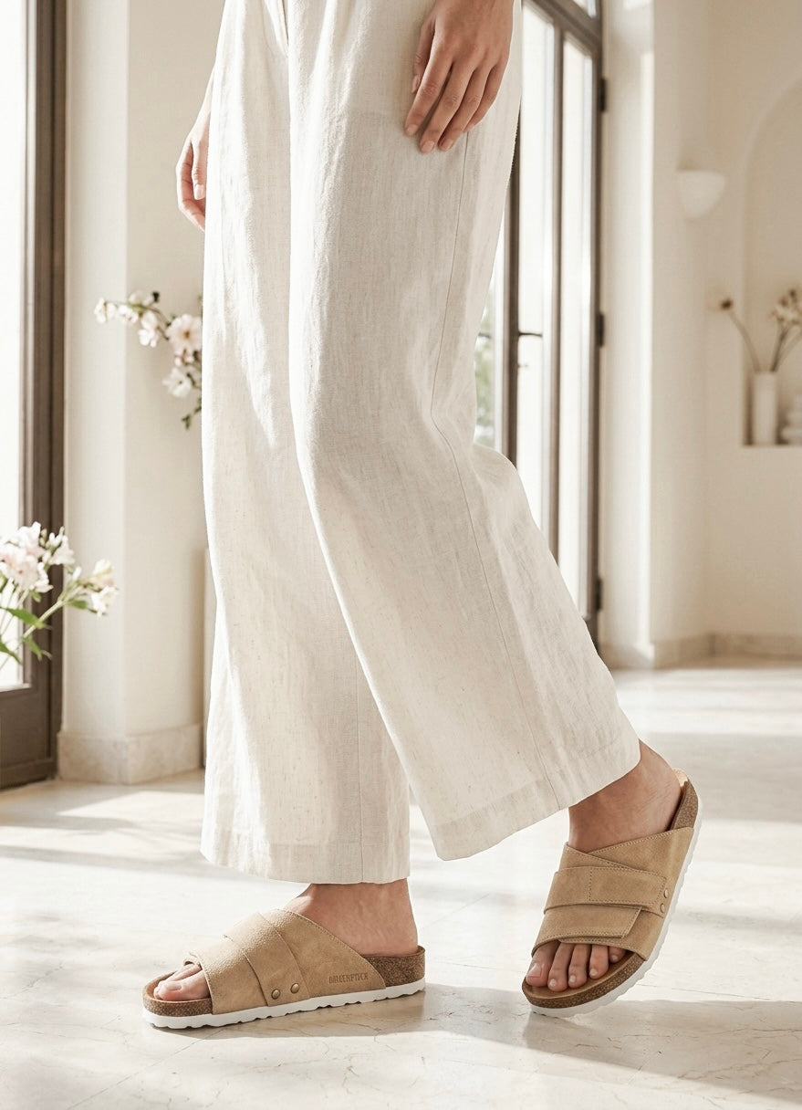 Sandales femme nubuck beige
