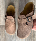 Sabots femme beige croco