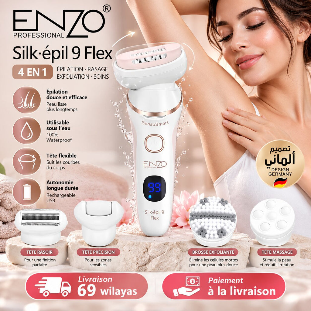 ENZO Silk Epil 9 Flex Épilateur Électrique 5-en-1 EN-0106