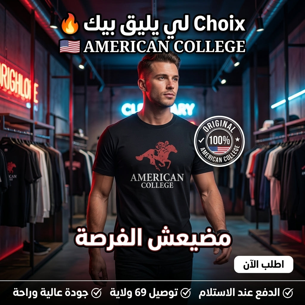 American College t-shirt pour Homme TS206103-BLACK-BORD