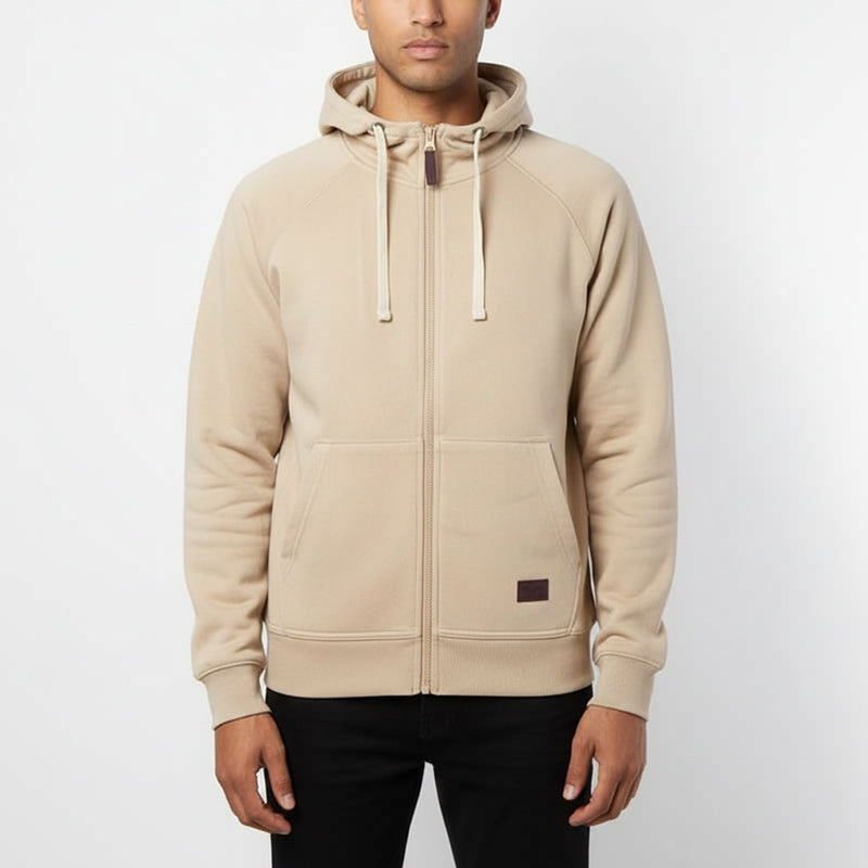 Sweat à capuche zippé homme BEIGE