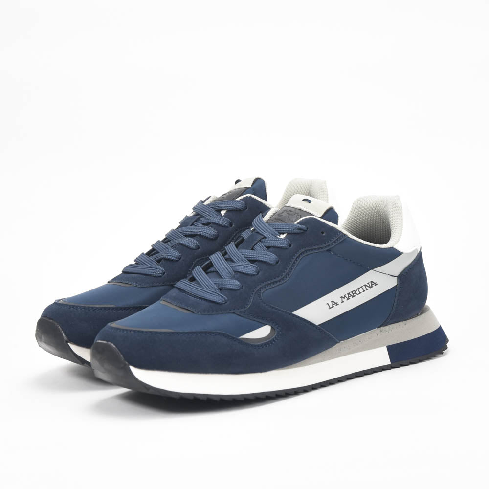 La Martina — Baskets cuir bleu marine