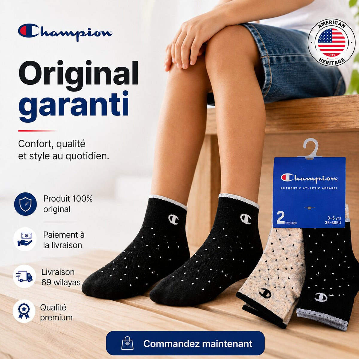 Champion — Chaussettes invisibles (lot de 2)