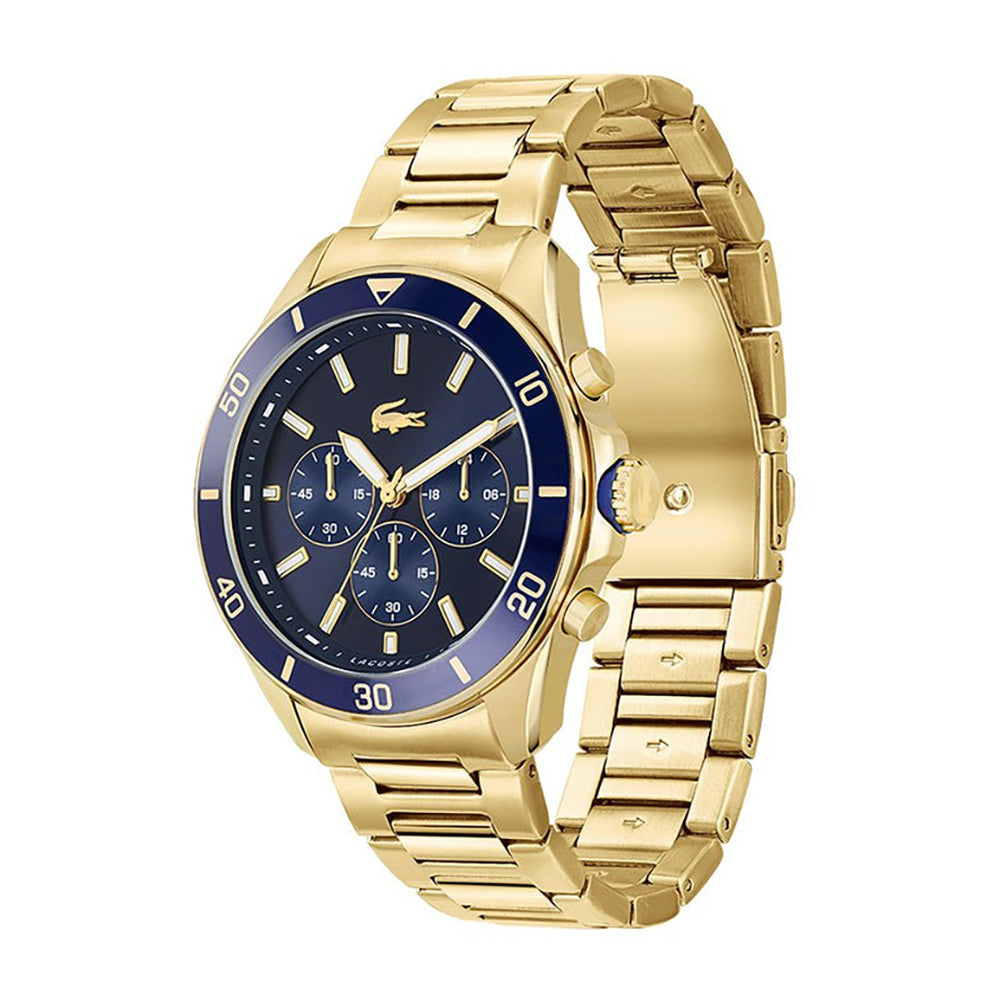 MONTRE lacoste Tiebreaker Chrono Watch - Blue With Gold Plated Bracelet 2011151