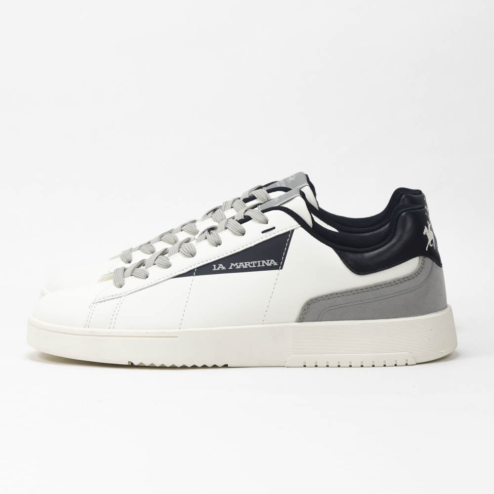 La Martina Cup Leather Sneakers White Blue LFM252-001-A00-A2
