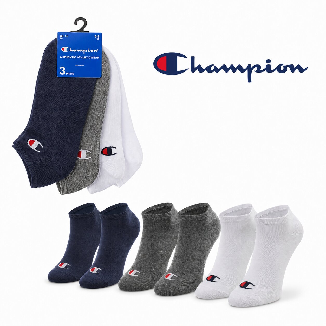 Champion 3-Pack Sneaker Socks Navy-White-Grey U24560-BS501