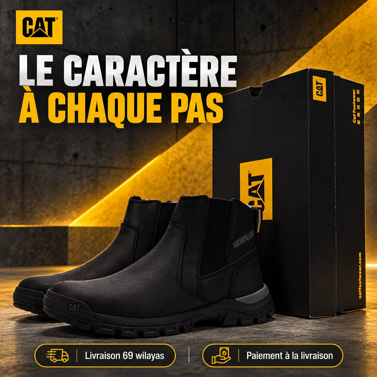 Boots CAT Threshold Chelsea Noir Homme P726055