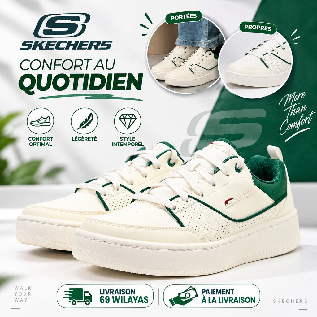 Skechers Sport Court 92 Ottoman — baskets homme blanc et vert