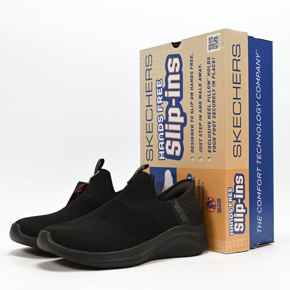 Skechers Ultra Flex 3.0 Cozy Streak — baskets femme noir profil intérieur