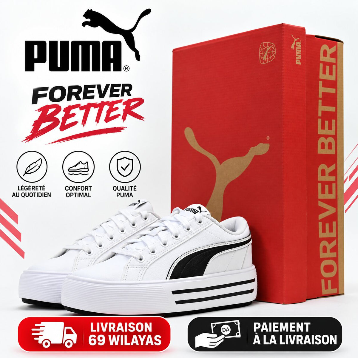 PUMA Kaia 2.0 Platform — baskets femme blanc
