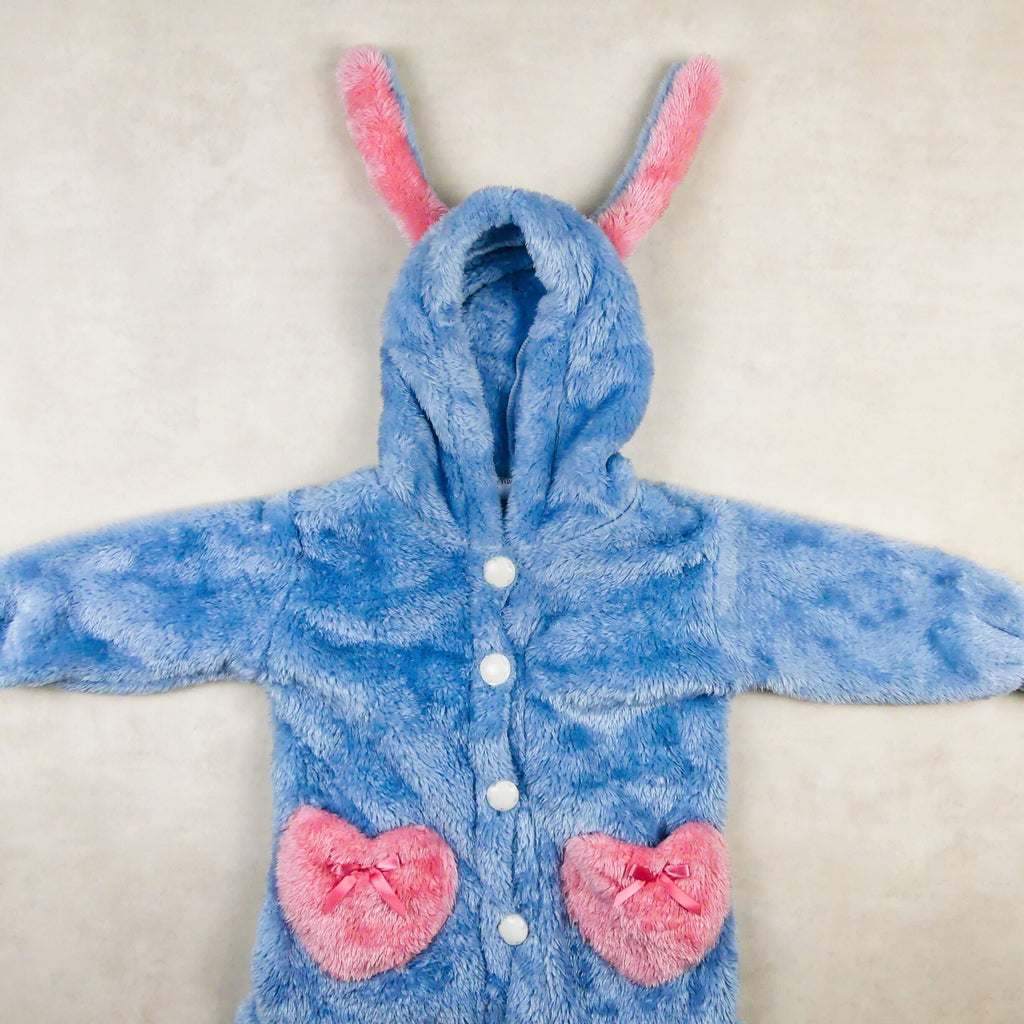 robe de nuit fourrure bleu -lapin-