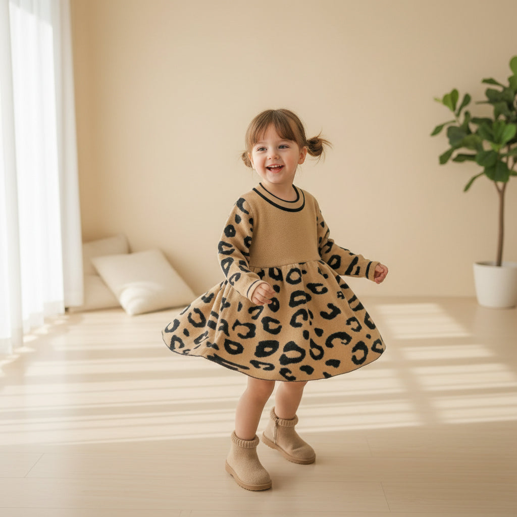 ROBE LEOPARD LAIN MARRON