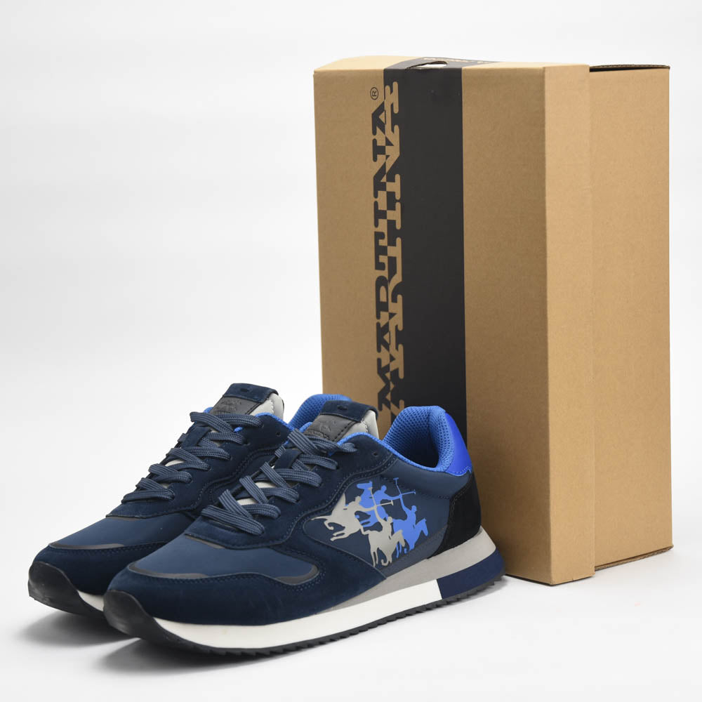 La Martina Low Sneakers Blue Leather LFM252.041.A70.A6