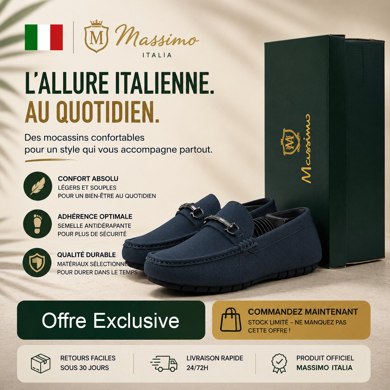 Massimo Mocassins Driving Loafers 222-10A-BLUE