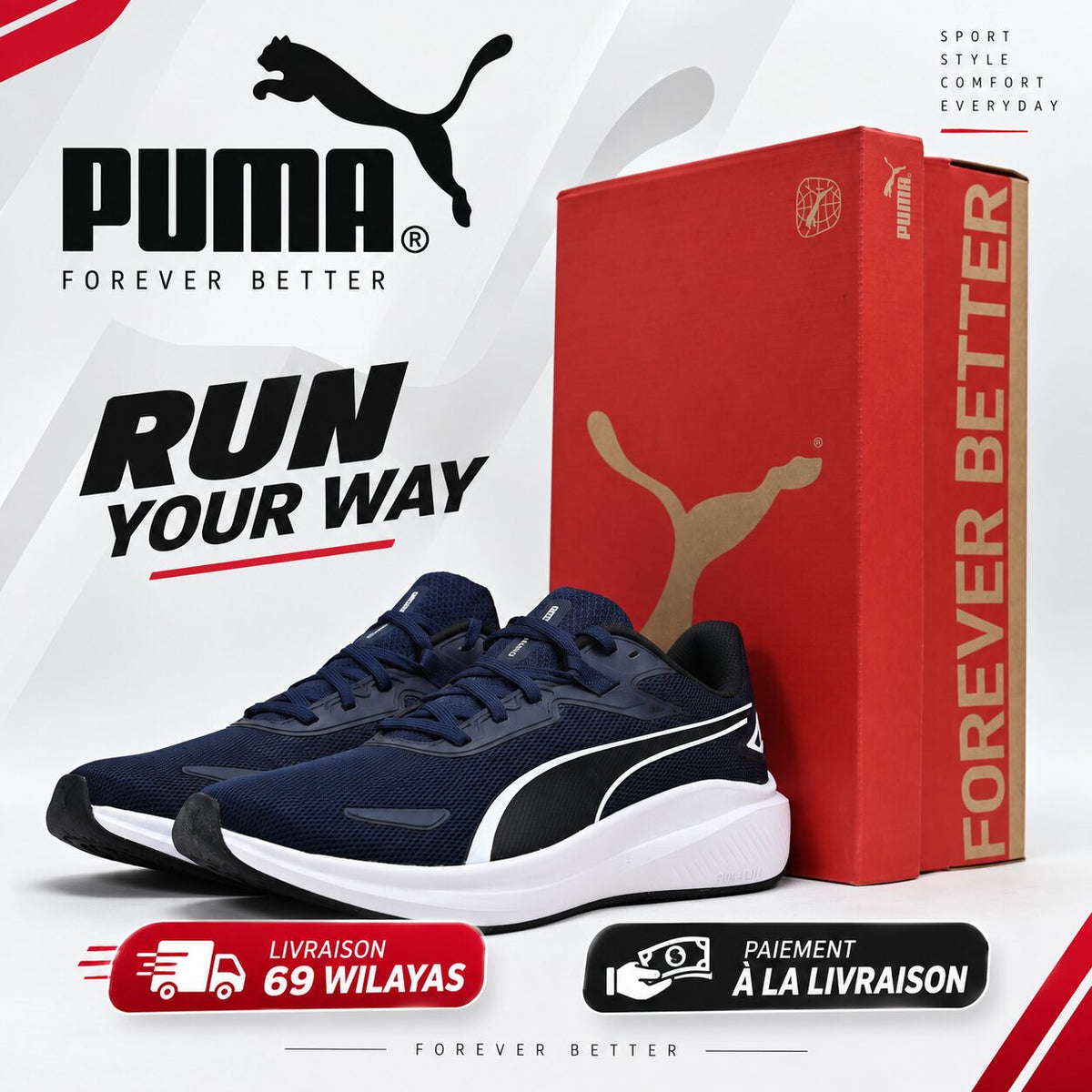 PUMA Skyrocket Lite — baskets running homme marine