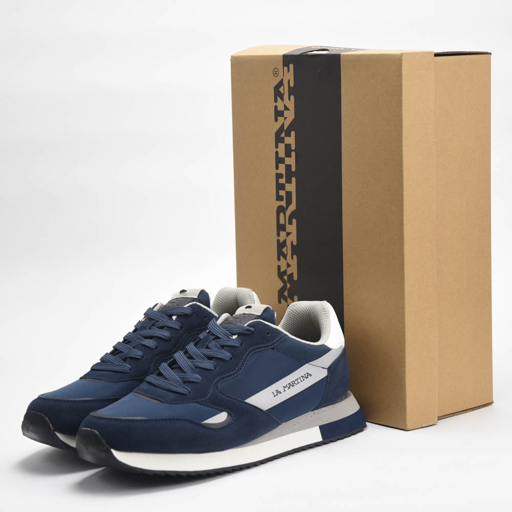 La Martina — Baskets cuir bleu marine