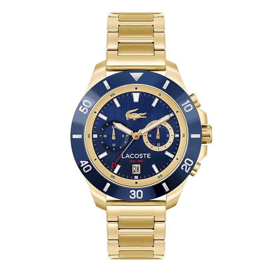 Lacoste — Montre acier doré marine