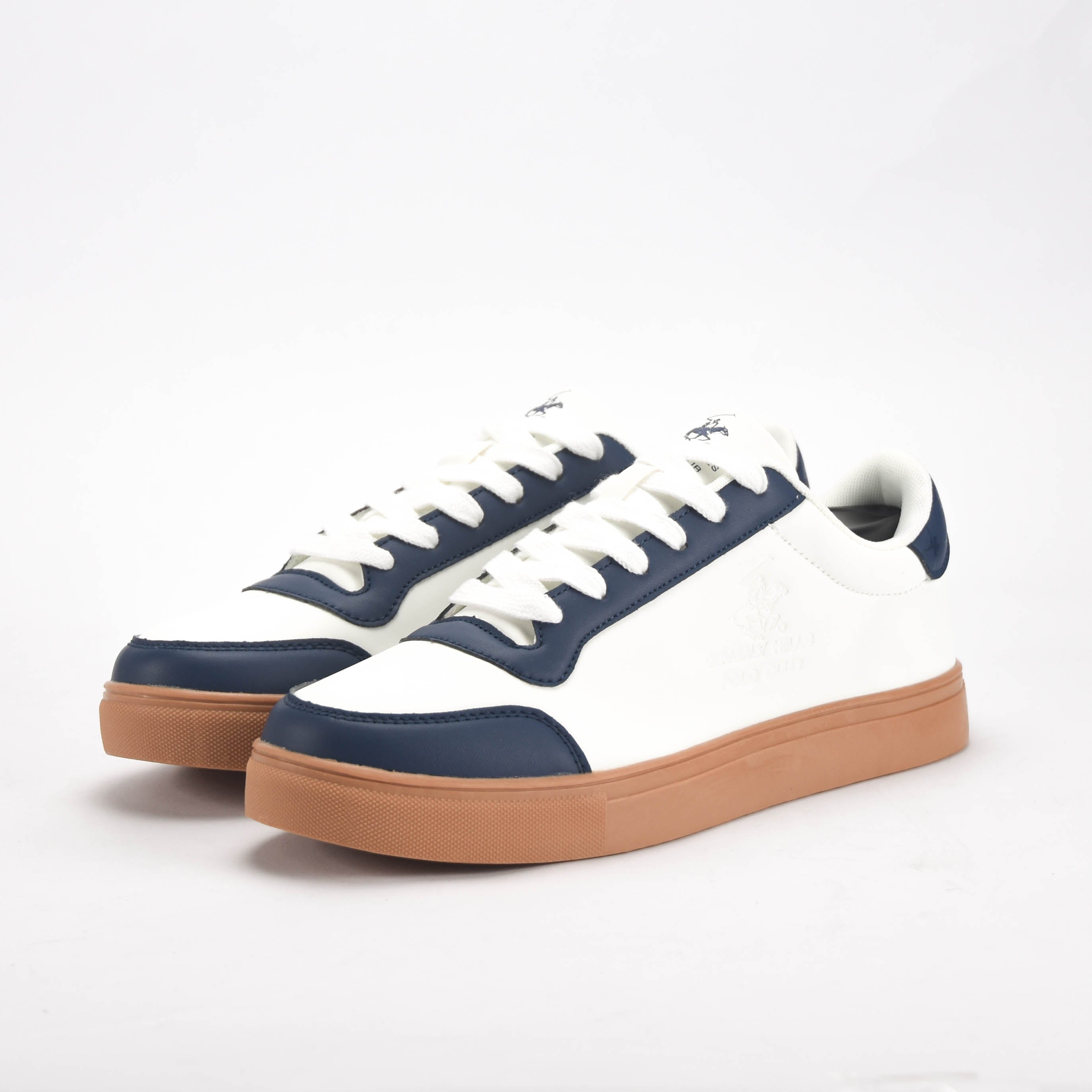 Polo — Baskets homme blanc marine