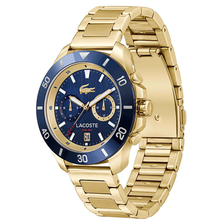 Lacoste — Montre acier doré marine