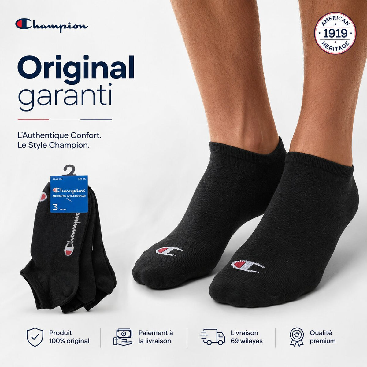 Champion 3-Pack Sneaker Socks Black U24560-KK001
