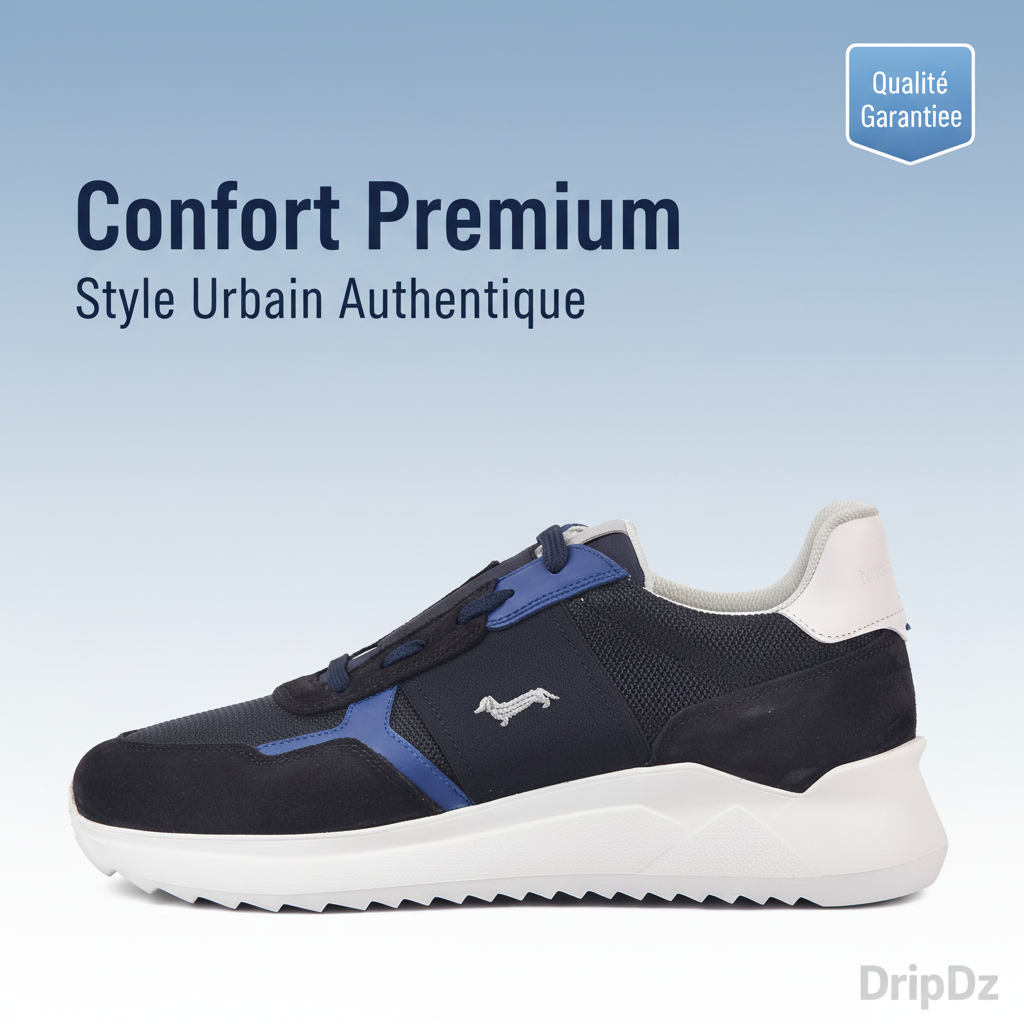 Harmont and Blaine - CHAUSSURE HOMME DAIM TISSU TEX BLEU EFM231-062-6190