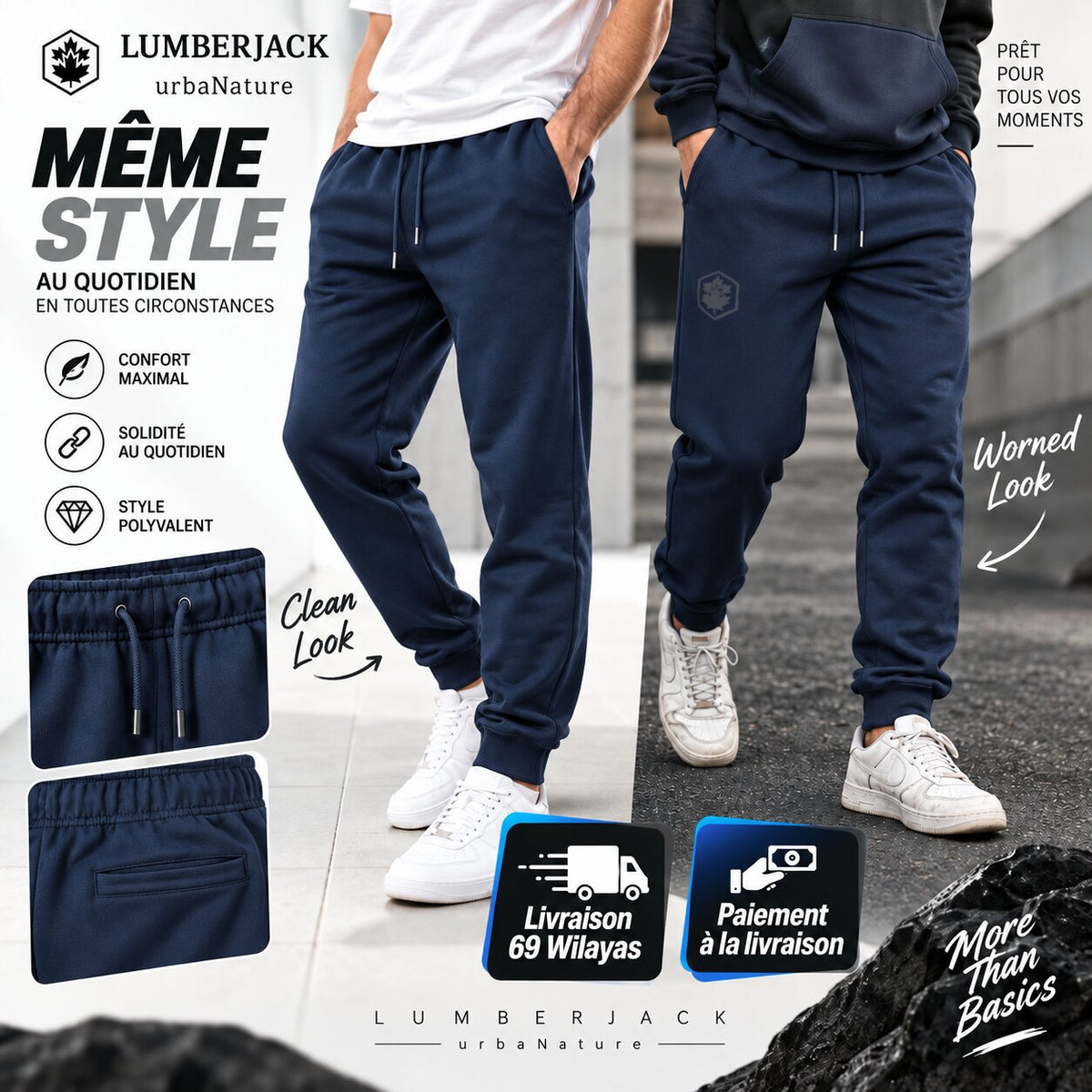 Lumberjack LBJ-00303-BLU — pantalon jogging homme bleu — vue 4
