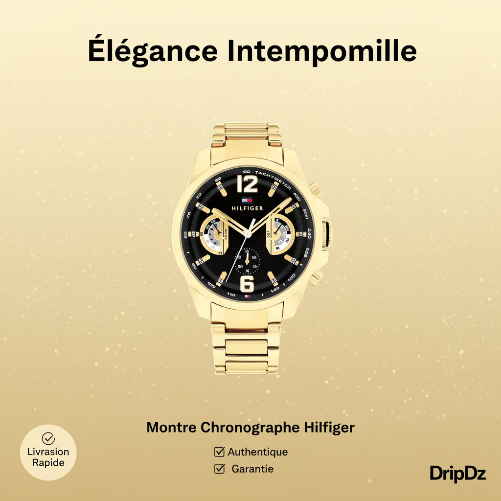 Montre Tommy Hilfiger Gold Steel Black Dial Multi-function 1710638