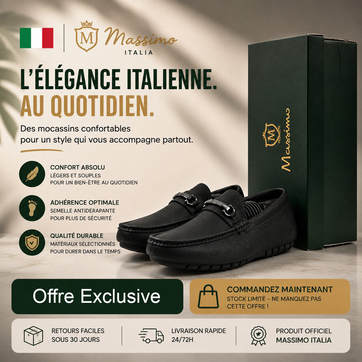 Massimo Mocassins Driving Loafers 222-10A-BLACK
