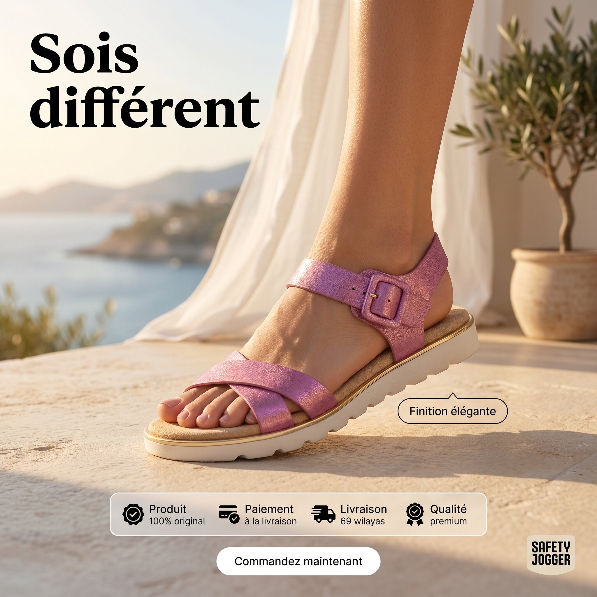 Safety Jogger — Sandales femme fuchsia