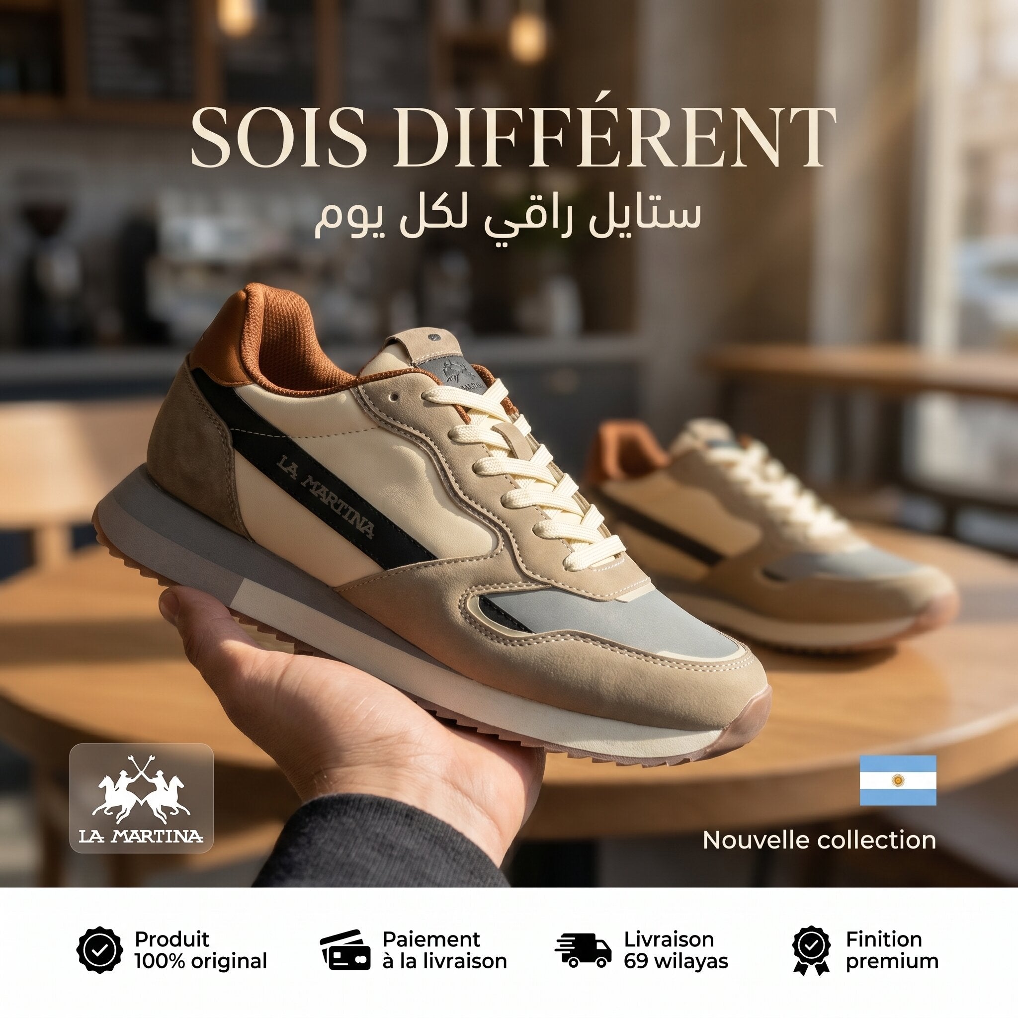 La Martina Low Sneakers Blue Leather LFM252-040-A70-AE