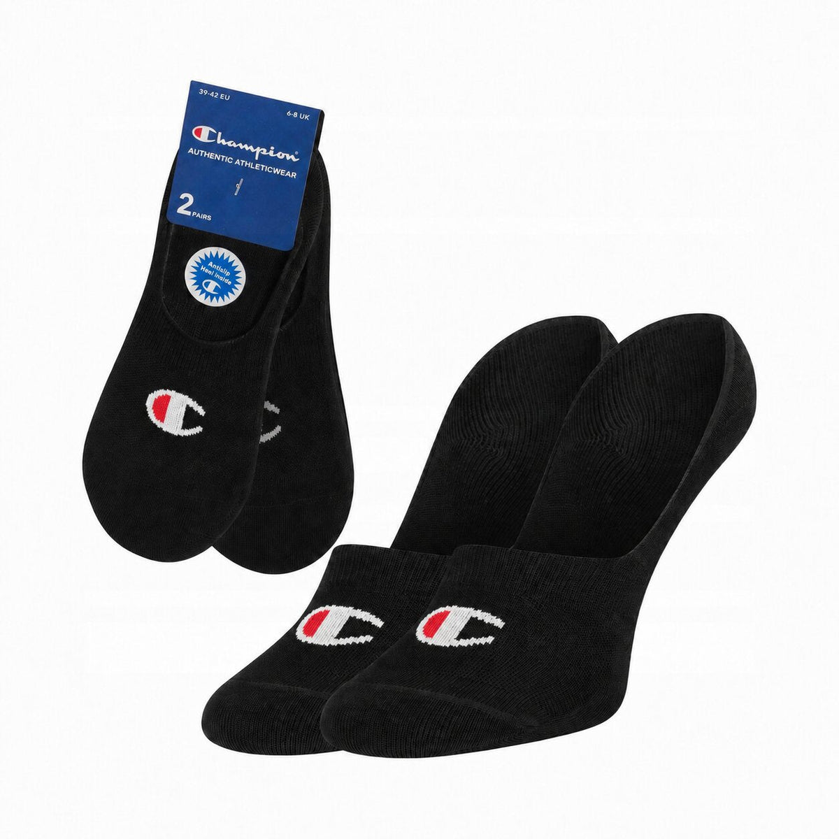 Champion — Chaussettes invisibles noires (lot de 2)