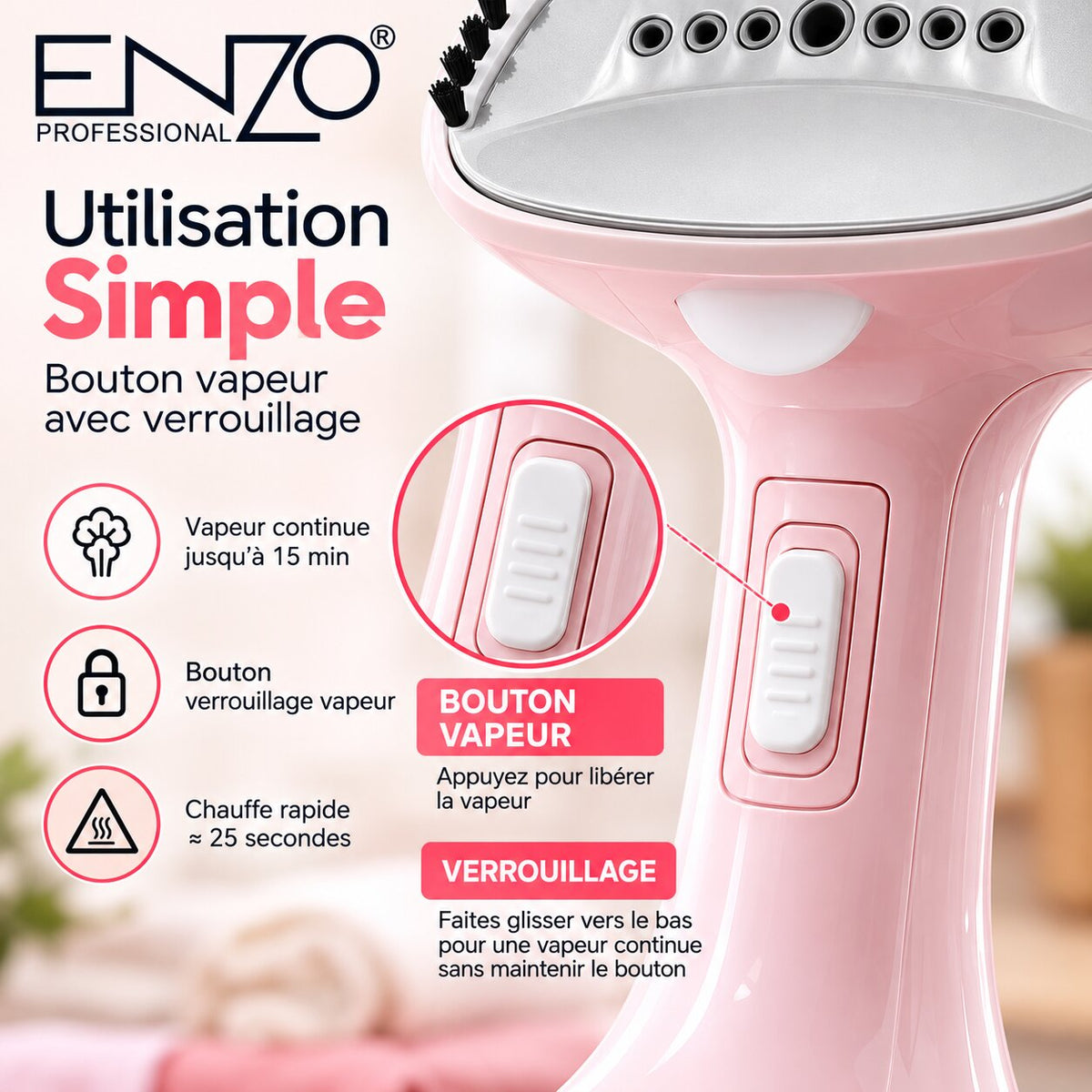 ENZO EN-60021 — défroisseur vapeur pliable