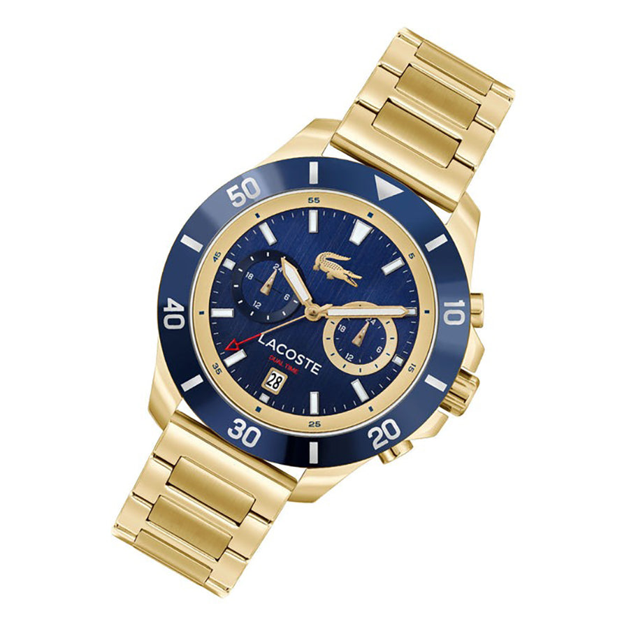 Lacoste — Montre acier doré marine