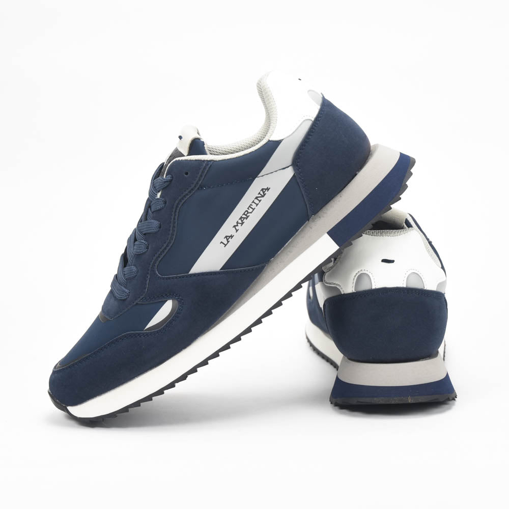 La Martina — Baskets cuir bleu marine