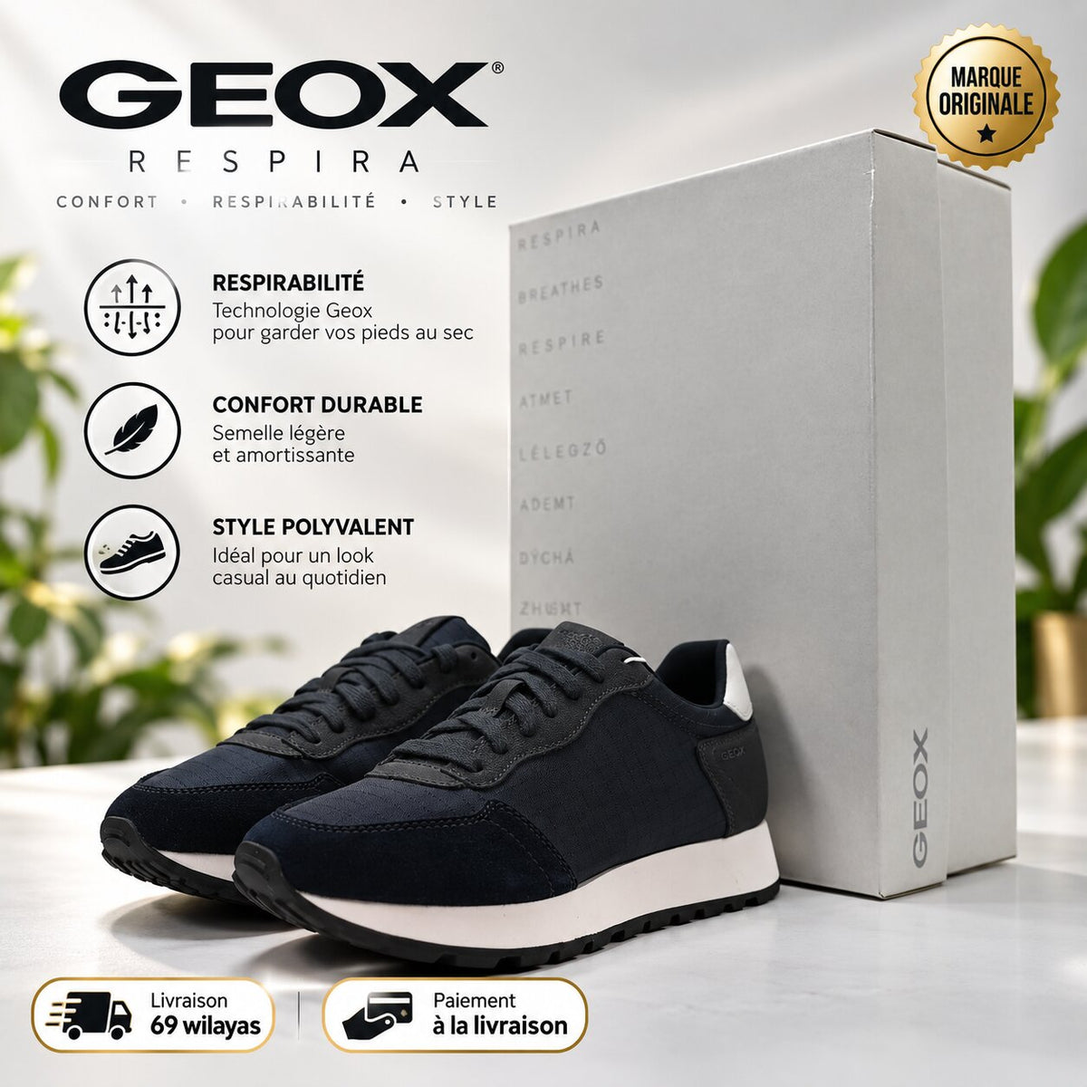 GEOX U45GAB011EK-C4002 — baskets homme — vue 5