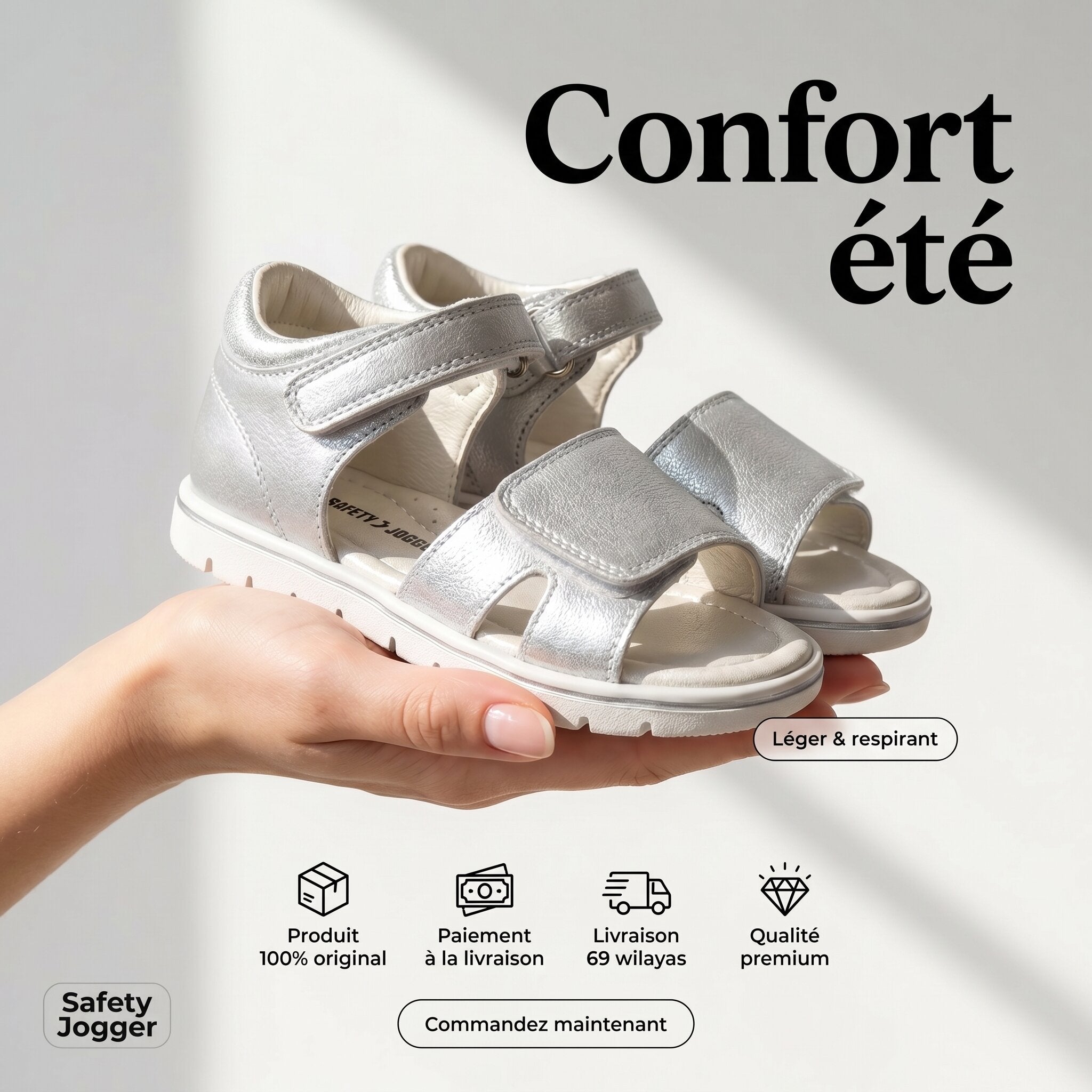Safety Jogger — Sandales enfant argent