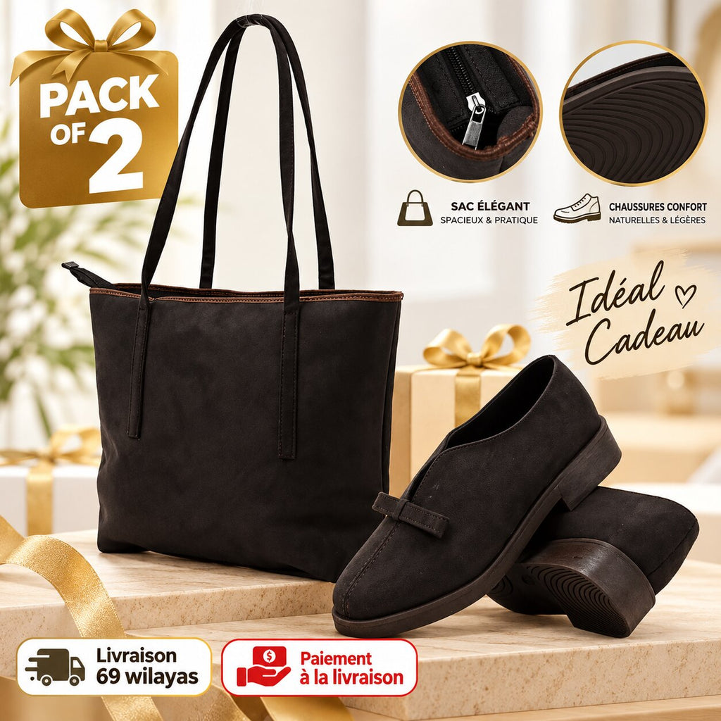 Pack Cadeau Femme Chaussures + Sac Marron CAD02