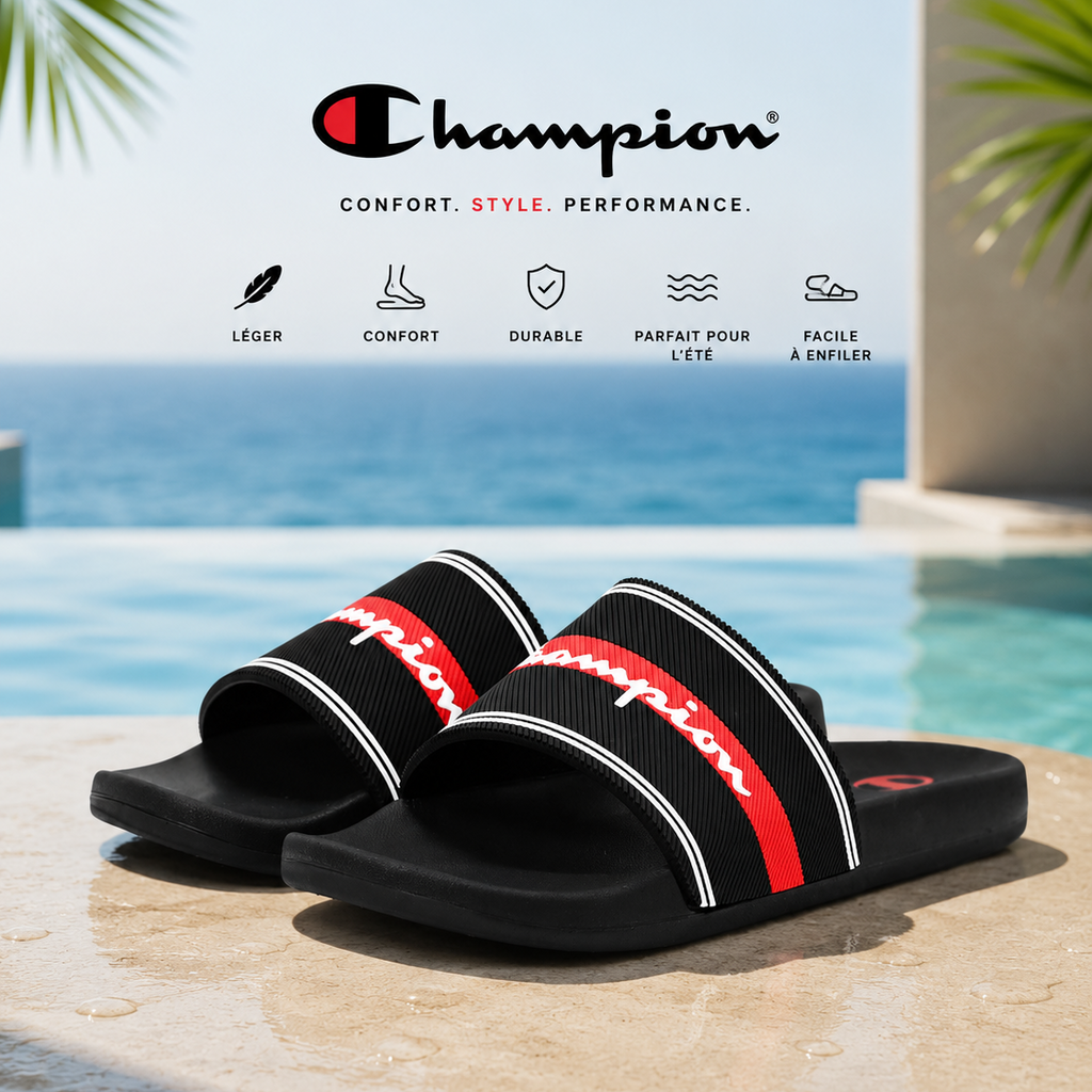 Champion All American — Claquettes noir vert