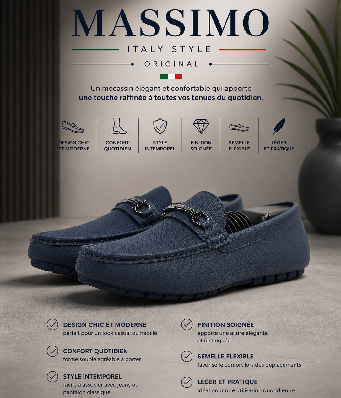 Massimo Mocassins Driving Loafers 222-10A-BLUE